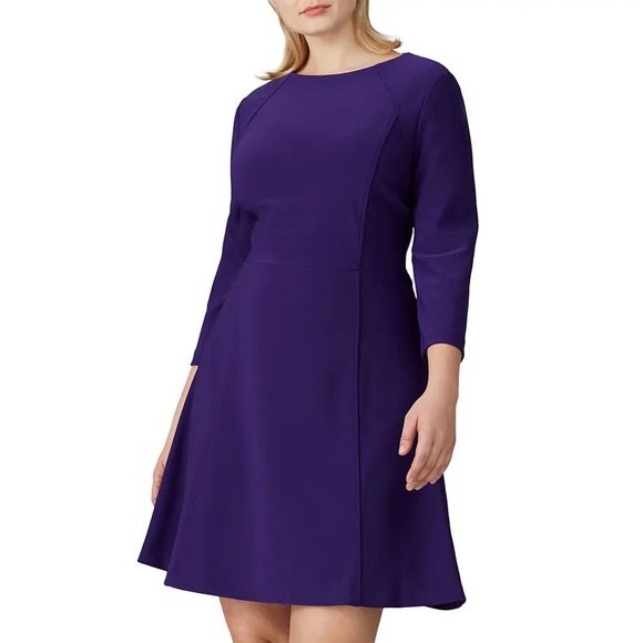 Lauren Ralph Lauren Dresses & Skirts - LRL Lauren Ralph Lauren Purple 3/4 Sleeve Ponte Cocktail Dress Plus Size 16